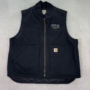 Carhartt V02 Mens XL Black Duck Vest Goose Island Beer Co Embroidered Zip Up